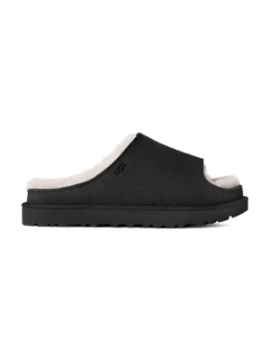 UGG klapki zamszowe Greenport Slide damskie kolor czarny na platformie 1167610-BLK
