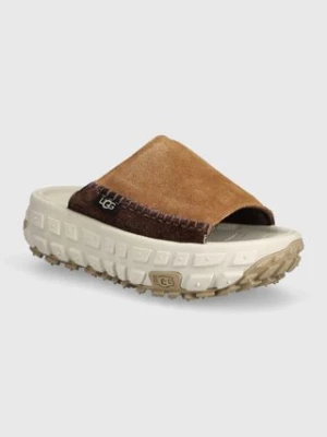 UGG klapki zamszowe Venture Daze Slide damskie kolor brązowy na platformie 1152680