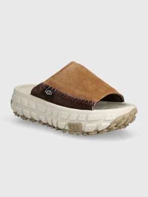 UGG klapki zamszowe Venture Daze Slide damskie kolor brązowy na platformie 1152680