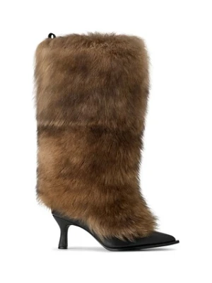 UGG kozaki x Ambush Fur Heel damskie kolor brązowy na szpilce lekko ocieplone 1176810.BRN