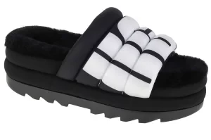 UGG Maxi Slide Logo 1127067-BLK, Damskie, Czarne, Kapcie, tkanina, rozmiar: 36