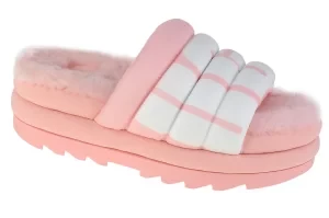 UGG Maxi Slide Logo 1127067-PSLP, Damskie, Różowe, Kapcie, tkanina, rozmiar: 36