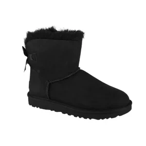 UGG Mini Bailey Bow II 1016501-BLK, Damskie, Czarne, buty zimowe, skóra naturalna, rozmiar: 36