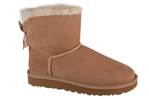 UGG Mini Bailey Bow II 1016501-SAN, Damskie, Brązowe, buty zimowe, skóra naturalna, rozmiar: 36