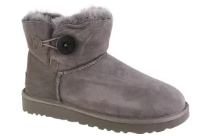 UGG Mini Bailey Button II 1016422-GREY, Damskie, Szare, buty zimowe, skóra zamszowa, rozmiar: 41