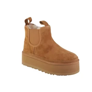 UGG Neumel Platform Chelsea 1134526-CHE, Damskie, Brązowe, kapcie, skóra zamszowa, rozmiar: 37