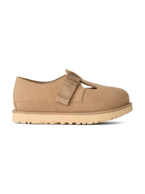 UGG półbuty zamszowe Goldenstar Mary Jane damskie kolor beżowy na platformie 1171506.SAN