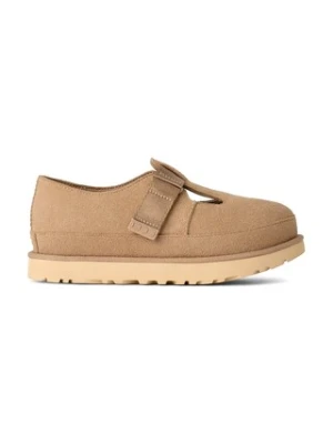 UGG półbuty zamszowe Goldenstar Mary Jane damskie kolor beżowy na platformie 1171506.SAN