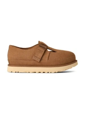 UGG półbuty zamszowe Goldenstar Mary Jane damskie kolor brązowy na platformie 1171506.CHE