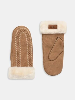 UGG rękawiczki zamszowe damskie kolor brązowy 100907