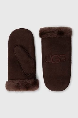 UGG rękawiczki zamszowe damskie kolor brązowy