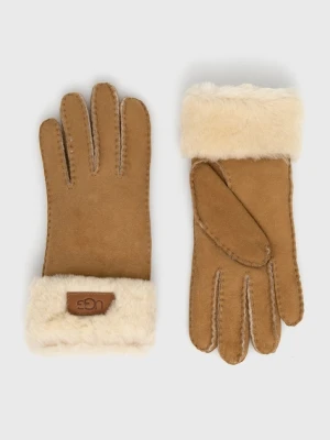 UGG Rękawiczki zamszowe damskie kolor brązowy