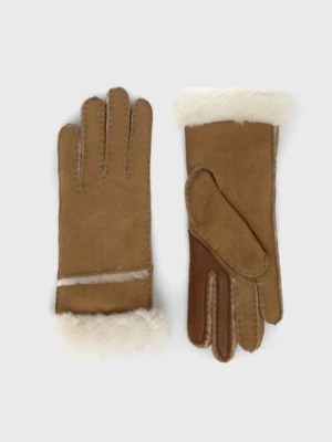 UGG Rękawiczki zamszowe damskie kolor brązowy