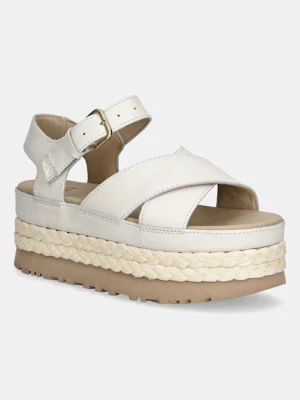 UGG sandały skórzane Aubrey Ankle Strap damskie kolor beżowy na platformie 1169650-JSM