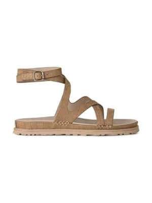 UGG sandały skórzane W Goldengaze Embossed Ankle Wrap