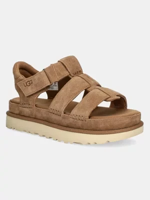 UGG sandały zamszowe Goldenstar Strap damskie kolor brązowy na platformie 1137890-CHE