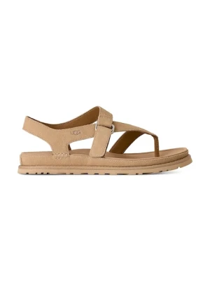 UGG sandały zamszowe W Goldengaze Toe Post beżowy