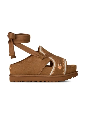 UGG sandały zamszowe W Goldenstar Hi Artistitch brązowy