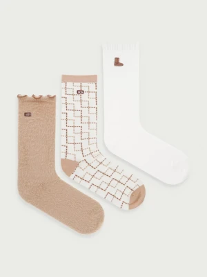 UGG skarpety damskie 3-pack beżowy