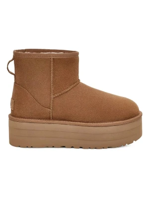 UGG Skórzane botki "Classic Mini Platform" w kolorze jasnobrązowym rozmiar: 37