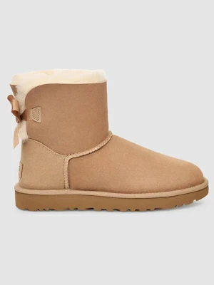 UGG Skórzane botki "Mini Bailey Bow II" w kolorze beżowym rozmiar: 38