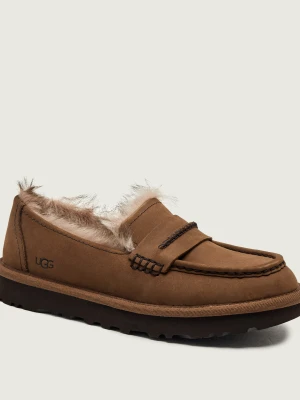 UGG Skórzane Ocieplane loafersy W Ellis | z dodatkiem wełny brązowy