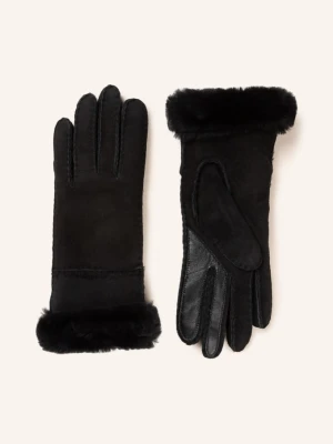 Ugg Skórzane Rękawiczki schwarz CZARNY