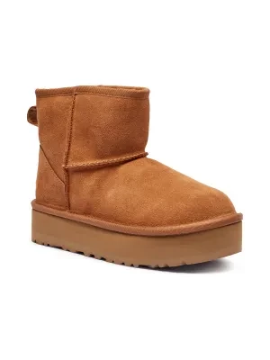 UGG Skórzane śniegowce CLASSIC MINI PLATFORM | z dodatkiem wełny