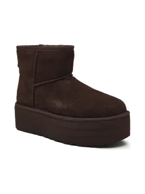 UGG Skórzane śniegowce Classic Mini Platform | z dodatkiem wełny