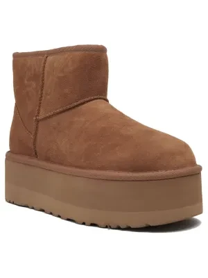 UGG Skórzane śniegowce Classic Mini Platform | z dodatkiem wełny