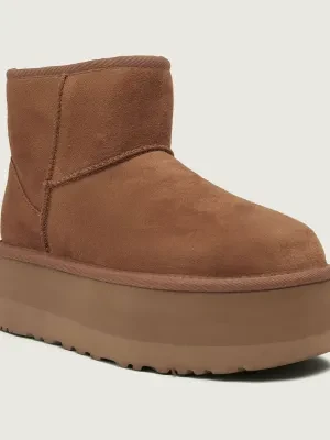 UGG Skórzane śniegowce Classic Mini Platform | z dodatkiem wełny