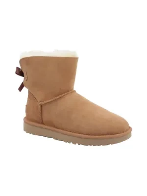 UGG Skórzane śniegowce mini bailey bow II | z dodatkiem wełny