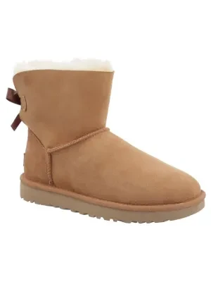 UGG Skórzane śniegowce mini bailey bow II | z dodatkiem wełny