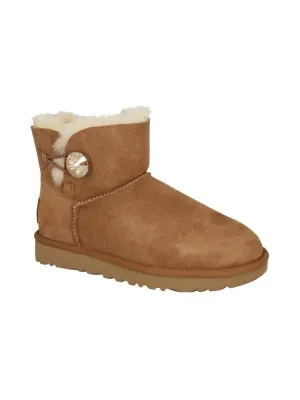 UGG Skórzane śniegowce MINI BAILEY BUTTON BLING | z dodatkiem wełny