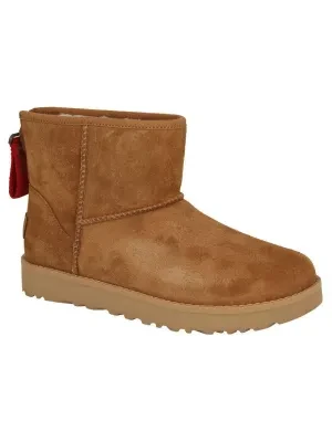 UGG Skórzane śniegowce W CLASSIC MINI LOGO ZIP | z dodatkiem wełny