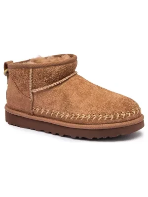 UGG Skórzane śniegowce W CLASSIC ULTRA MINI BIARRITZ | z dodatkiem wełny