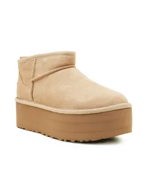 UGG Skórzane śniegowce W CLASSIC ULTRA MINI | z dodatkiem wełny