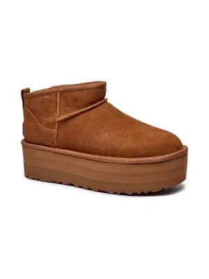 UGG Skórzane śniegowce W CLASSIC ULTRA MINI | z dodatkiem wełny