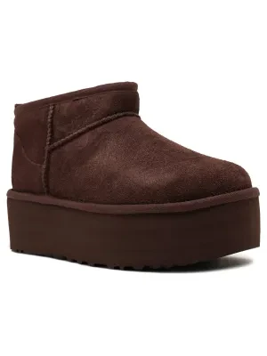 UGG Skórzane śniegowce W CLASSIC ULTRA MINI | z dodatkiem wełny