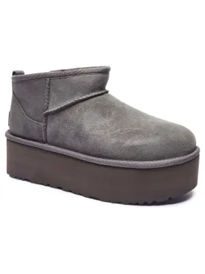 UGG Skórzane śniegowce W CLASSIC ULTRA MINI | z dodatkiem wełny