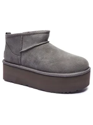 UGG Skórzane śniegowce W CLASSIC ULTRA MINI | z dodatkiem wełny