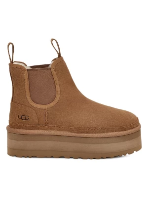 UGG Skórzane sztyblety "W Neumel Platform Chelsea" w kolorze jasnobrązowym rozmiar: 40