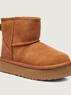 UGG Skórzane śniegowce CLASSIC MINI PLATFORM | z dodatkiem wełny