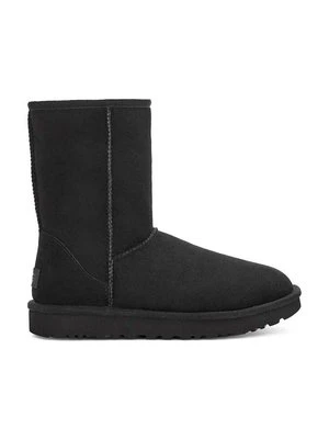 UGG śniegowce Classic Short II damskie kolor czarny na płaskim obcasie ocieplone 1016223.BLK