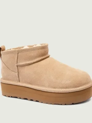 UGG Śniegowce CLASSIC ULTRA MINI PLATFORM | skóra