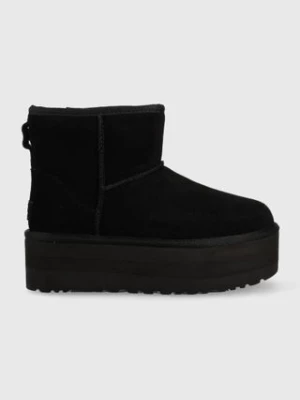 UGG śniegowce skórzane Classic Mini Platform kolor czarny 1134991.BLK