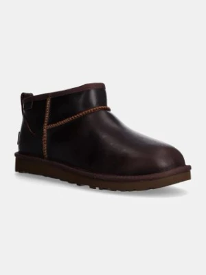 UGG śniegowce skórzane Classic Ultra Mini Lthr Regen kolor brązowy 1158191-IWD