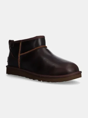 UGG śniegowce skórzane Classic Ultra Mini Lthr Regen kolor brązowy 1158191-IWD