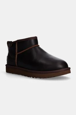 UGG śniegowce skórzane Classic Ultra Mini Lthr Regen kolor brązowy 1163490-IWD