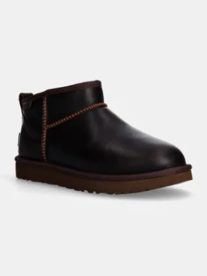 UGG śniegowce skórzane Classic Ultra Mini Lthr Regen kolor brązowy 1163490-IWD